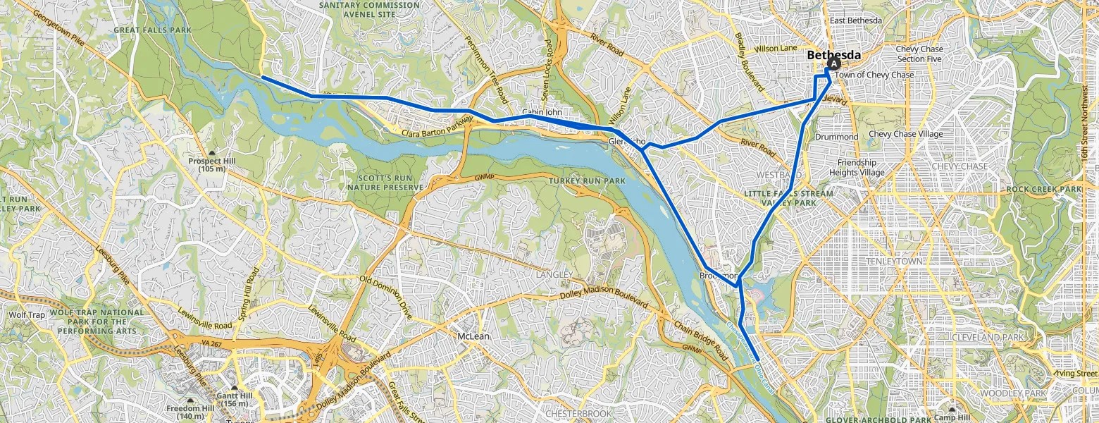 Piste du canal Chesapeake et Ohio et boucle de Seneca Road Bethesda